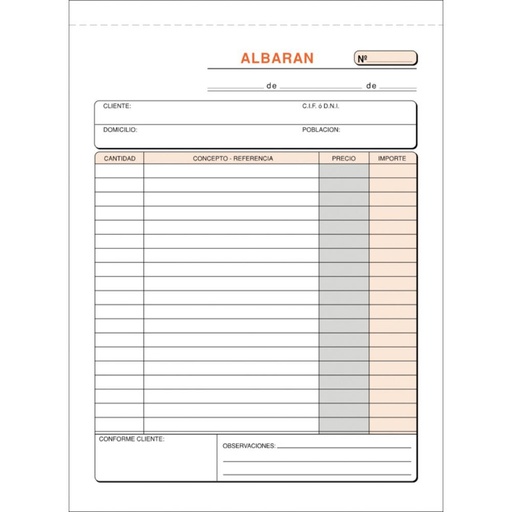 [001397] TALONARIOS ALBARAN CUARTO DUP.T-120