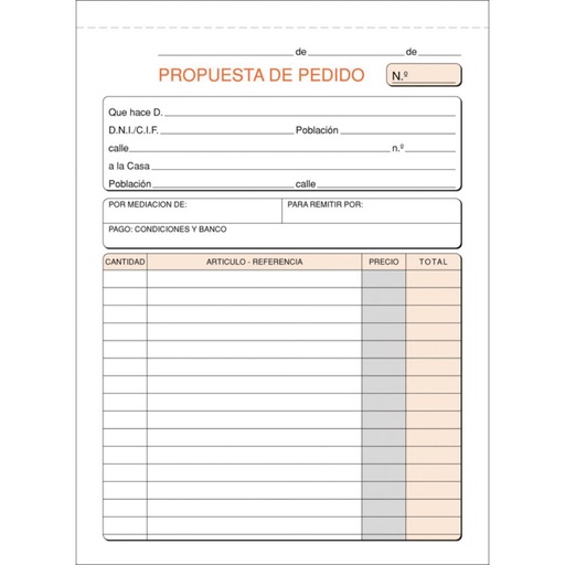 [001394] TALONARIOS PEDIDOS CUARTO NATURAL T-27