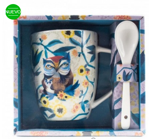 [882350] TAZA C/CUCHARA OWL D232