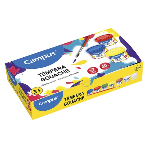 [630395] TEMPERA 40GR C/7 SURTIDOS C/PINCEL