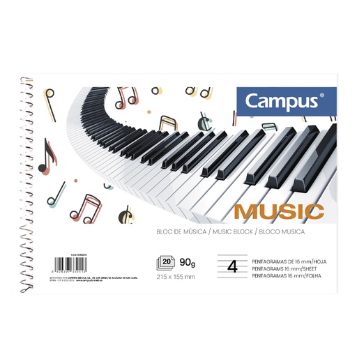 [630206] BLOC MUSICA CAMPUS A5 20H 90G PEN/16