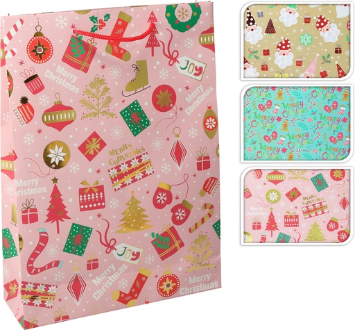 [972680] GIFTBAG MEDIUM XMAS 3ASS