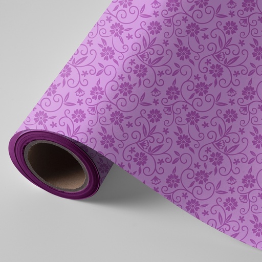 [972687] PAPEL REGALO BOBINA 62CM FLORES LILAS