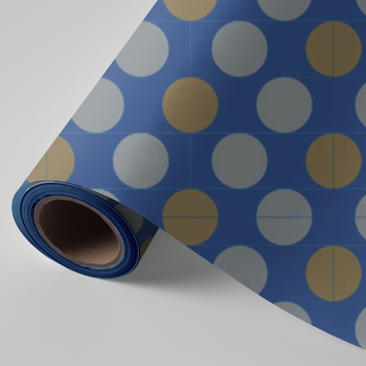 [972697] PAPEL REGALO BOBINA 62CM FONDO AZUL TODO AÑO