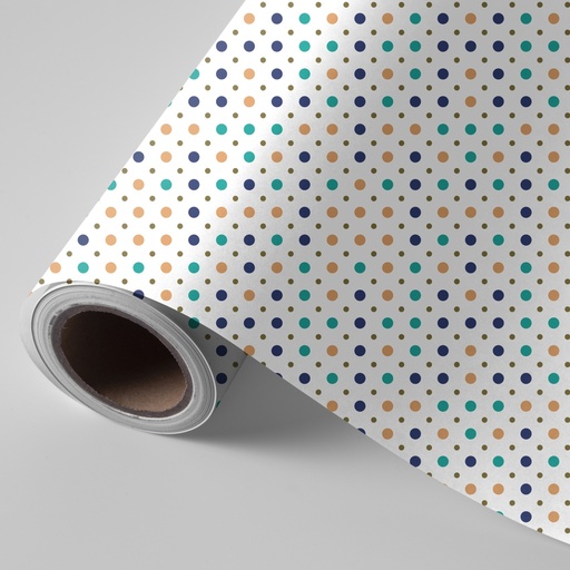 [972699] PAPEL REGALO BOBINA 62CM TODO AÑO PUNTOS AZULES