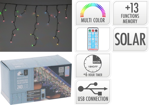 [972739] CORTINA LUCES COLORES NAVIDAD SOLAR