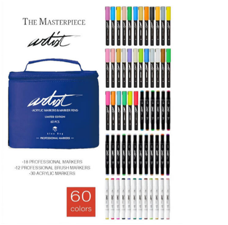 [972812] ESTUCHE ACRILICOS ALCOHOL MARKERS 60 COL.