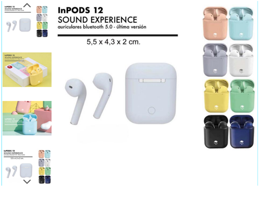 [972821] AURICULARES INPODS 12 BLUETOTH 5.0 8 COL.