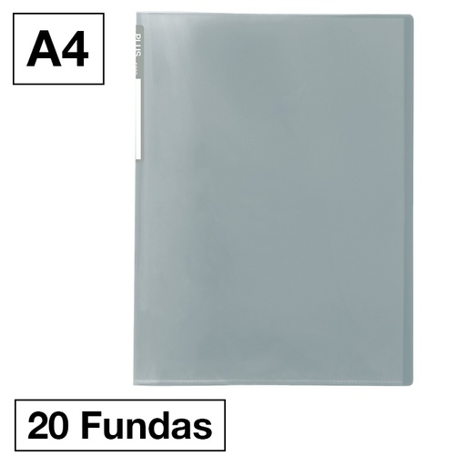 [181223] CARPETA FUNDAS PLUS A4 20F GRIS MANHATTAN