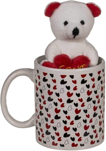 [973266] TAZA BLANCO CORAZONES PEQUEÑOS OSO TEDDYeddy