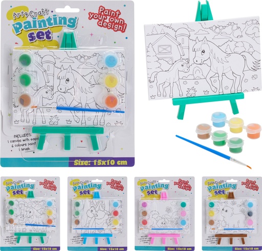 [973438] MINI CANVAS PAINT SET 4ASS