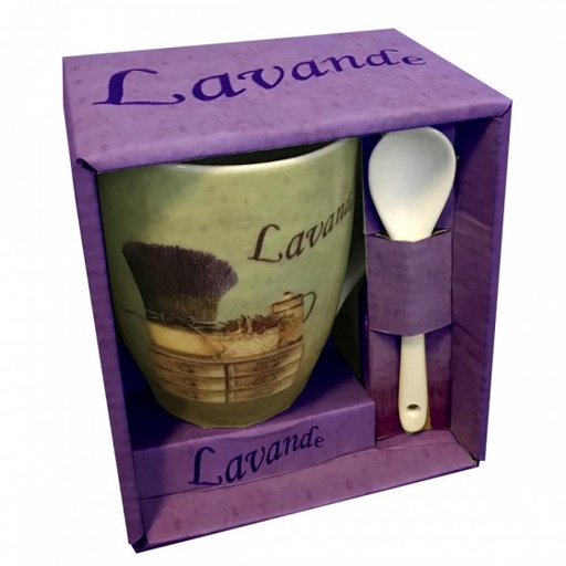 [973616] TAZA+CUCHARA LAVANDA EN CAJA REGALO