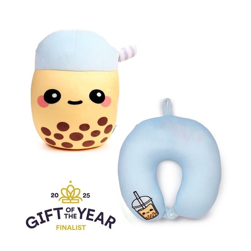 [973828] ALMOHADA DE VIAJE Y PELUCHE 2 EN 1 SWAPSEAZZZ BOBA TE C/BURBUJAS FOODIEMALS