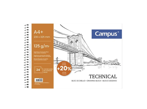 [600657] BLOC DIBUJO CAMPUS A4+ 24H 125G RECUADRO