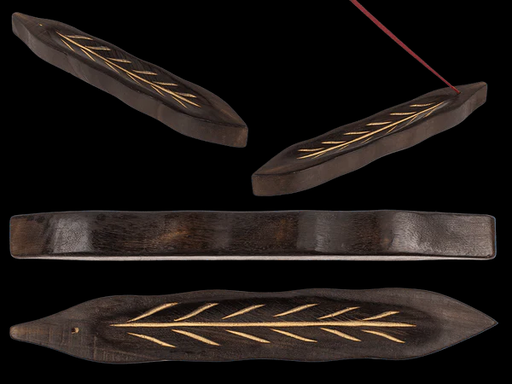 [1148076] PORTA-INCIENSO DE MADERA HOJA