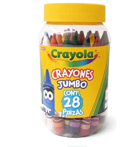[1148118] 28 CERAS JUMBO EN BOTE TRANSPARENTE 52-3037 CRAYOLA