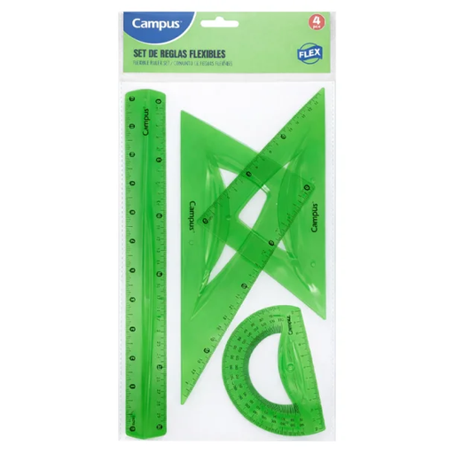 [600398] JUEGO REGLAS CAMPUS 4PZS FLEXIBLE VERDE