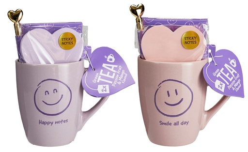 [972323] TAZA CON TE, NOTAS ADH. Y BOLI HAPPY NOTES