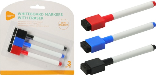 [972520] ROTULADORES PIZARRA BLANCA C/BORRADOR 3U