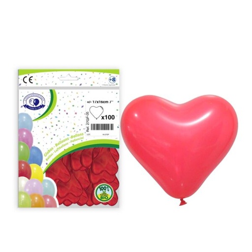 [972581] BOLSA 100 GLOBOS CORAZON 16CM REF.27GP ROJO-05