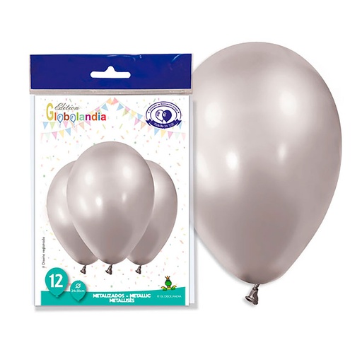 [972587] BOLSA 12 GLOBOS PLATA