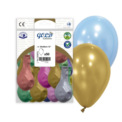 [1019065] BOLSA 50 GLOBOS METALIZADOS SURTIDOS 36CM