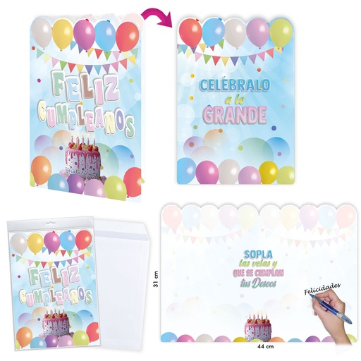 [1019069] TARJETON FELIZ CUMPLEAÑOS PASTEL R.6625-02