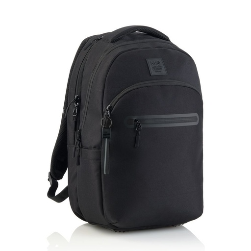 [1019116] MOCHILA TRIPLE OSLO RECICLADA RAW NEGRA