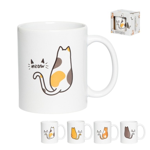[1019148] TAZA EN CAJA REGALO GATOS 4MOD.