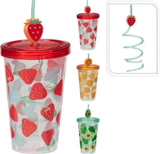 [999183] VASO PAJITA FRUTAS 600ML 10X10X24CM