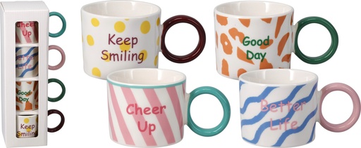 [999189] SET 4 TAZAS PORCELANA NEW BONE