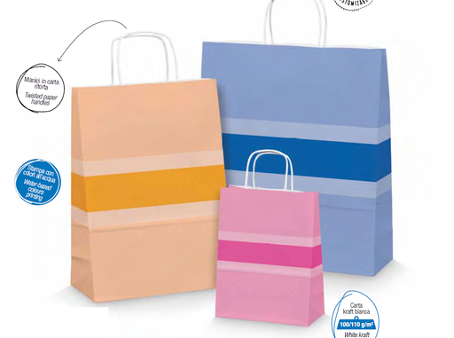 [999455] BOLSA KRAFT ALLEGRA COLOR FRANJAS AZUL 16x8X21CM