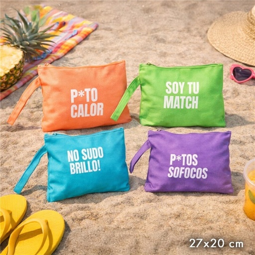 [999577] BOLSA PLAYA FRASES CALOR-ES 27X2X20CM SURT/4