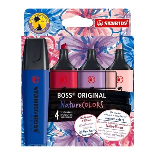 [080441] ROTULADOR FLUORESCENTE STABILO BOSS NATURE EDICIÓN WILDFLOWER BLÍSTER 4 UD.