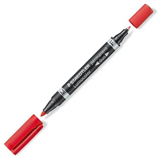 [081569] ROTULADOR PERMANENTE STAEDTLER LUMOCOLOR DOBLE PUNTA ROJO