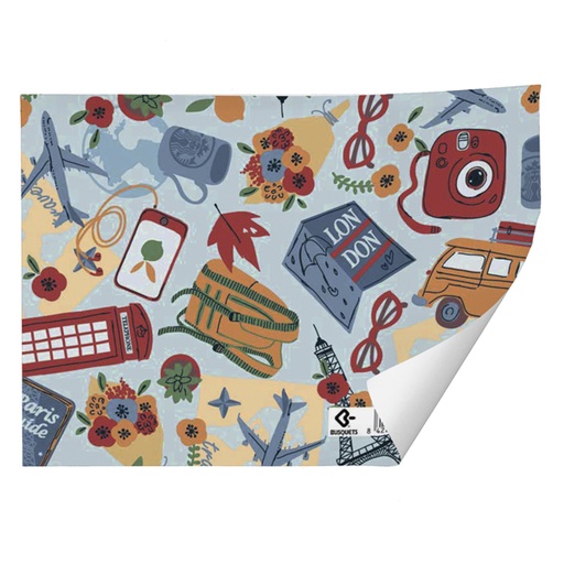 [999801] PAPEL DE REGALO BUSQUETS KRAFT 70X100 CM VIAJES REF: