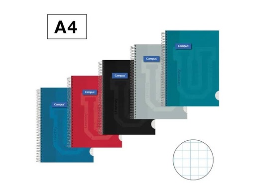 [003758] BLOC ESPIRAL CAMPUS "U" A4 TAPA EXTRADURA 80H 90G CUADRICULA 5 MM