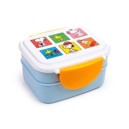 [1000021] FIAMBRERA TAPER BENTO CON CIERRE EN CLICK Y CUBIERTOS PEANUTS SNOOPY & WOODSTOCK