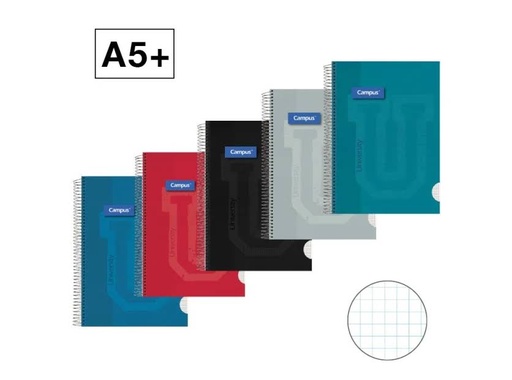 [003761] BLOC ESPIRAL CAMPUS "U" A5+ TAPA EXTRADURA 80 HOJAS 90G CUADRICULA 4 MM