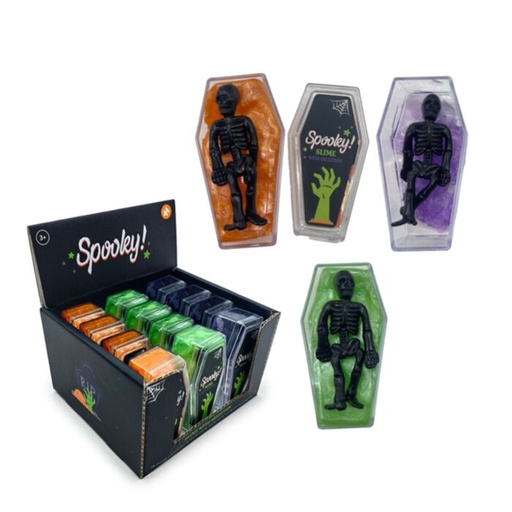 [1000347] JUGUETE DE ATAUD CON ESQUELETO Y SLIME SPOOKY ESPELUZNANTE