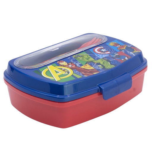 [1000384] SANDWICHERA RECTANGULAR + CUBIERTOS AVENGERS
