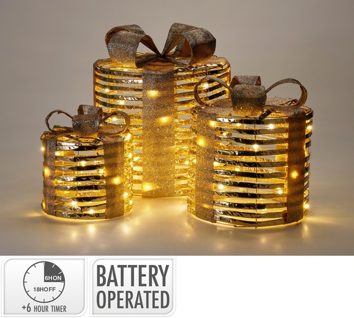 [000757] SET 3 CAJAS REGALO LED ORO