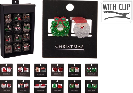 [000828] PINZAS PELO NAVIDAD SET 2U