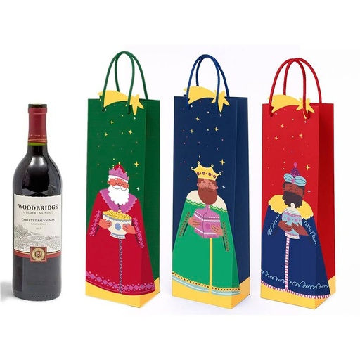 [001423] BOLSA BOTELLA SILUETA REYES MAGOS FOIL