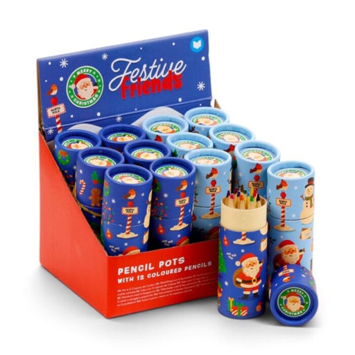 [001588] TUBO 12 LAPICES DE COLORES NAVIDAD FESTIVE FRIENDS
