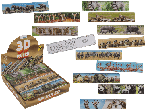 [001753] REGLA 3D ANIMALES SALVAJES 21 X 4.5 CM (12 MODELOS)