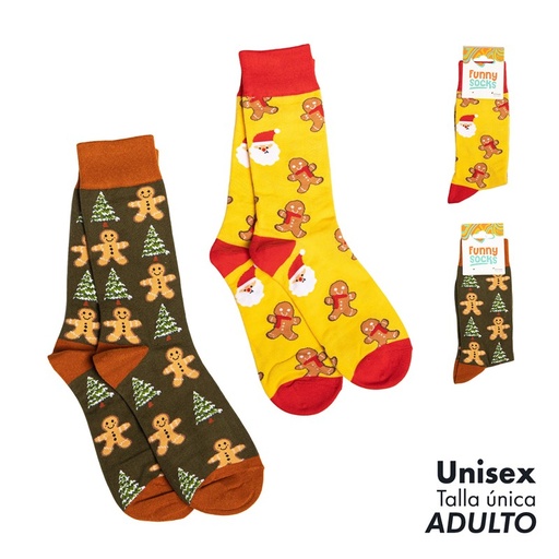 [001830] SURTIDO CALCETINES NAVIDAD GINGER MAN AMAR/VERDE
