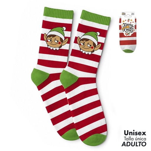 [001836] CALCETINES ADULTO ELFO TRAVIESO
