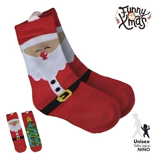 [001855] CALCETINES KIDS NAVIDAD SURT/2 RED