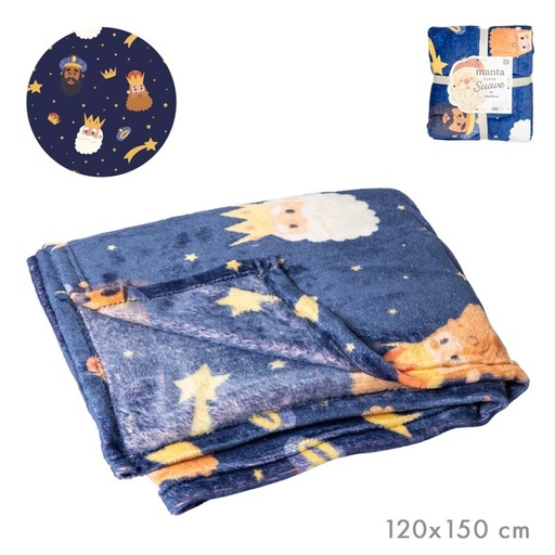 [001856] MANTA POLAR NAVIDAD 120 X 150 cm REYES